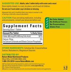 Nature Made Folic Acid 400 mcg (665 mcg Dfe) 250 Tabs