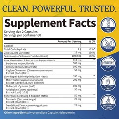 B Beworths Liposomal Berberine HCL 500mg Milk Thistle NAC Liver Detox 120ct