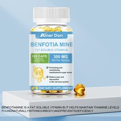 Benfotiamine 120 Capsules 300mg Fat Soluble Thiamine Vit B1 NON-GMO,Gluten Free