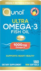 Lemon Flavor Omega-3 Fish Oil Softgels, 1000mg Heart Health Support, 180 Count