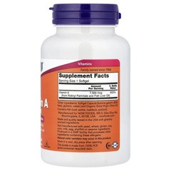 Now Foods Vitamin A 25 000 IU 250 Softgels GMP Quality Assured