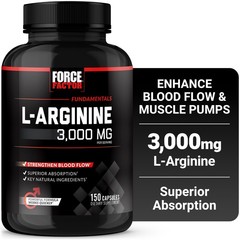 Force Factor L-Arginine 3000mg Extra Strength Nitric Oxide Circulation