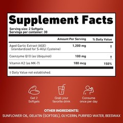 Resilia Garlic Extract 1200mg Softgels (60 Count) – Odorless Aged Garlic Extra..