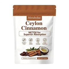 Metabolae Ceylon Cinnamon Capsules With MCT Oil, Non-GMO, Gluten Free, 300pcs US