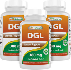 3 Pack Best Naturals DGL Chewable 380 mg 180 Tablets