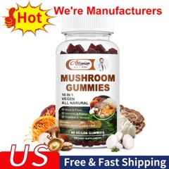 Mushroom Extract Complex Gummies Lions Mane Chaga Reishi Focus Memory Immunity