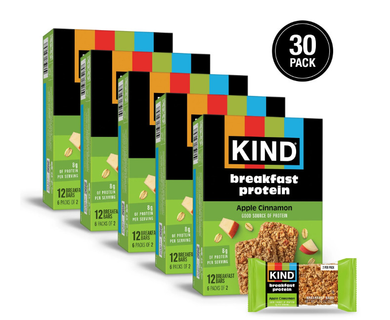 KIND Apple Cinnamon Breakfast Protein Bars Gluten Free 5 Pack 6 Count