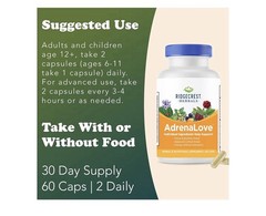 Ridgecrest Herbals AdrenaLove Stress Energy Focus Mood Support Supplement 60caps