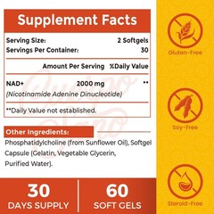 2000 MG NAD Supplement, Liposomal NAD+ with High Absorption, More Efficient T…