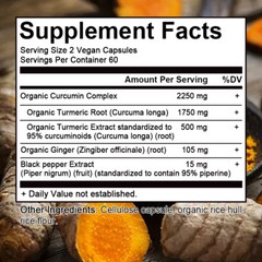 Turmeric Curcumin 2250mg Herbal Extract 95% Curcuminoids with Black Pepper