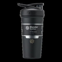 BlenderBottle Strada 24 oz Stainless Steel Protein Shaker Bottle Insulated Black