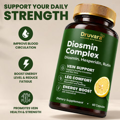 Druvara Diosmin Complex Supplement Vascular Health & Vein Support 60 Capsules