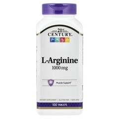 21st Century L-Arginine 1000mg, Maximum 100 Count (Pack of 1), No Color