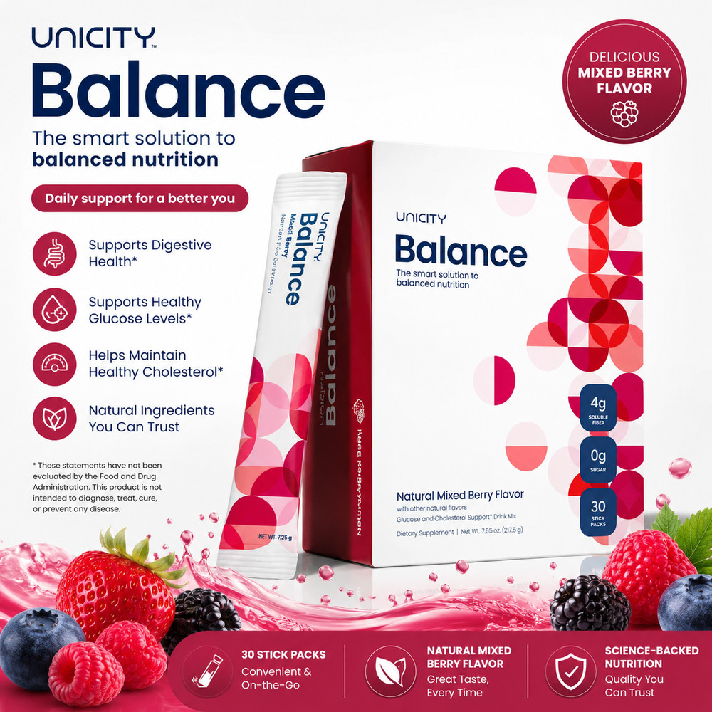 Unicity Balance NATURAL Mixed Berry, 30 Stick Packs Free Shiping.