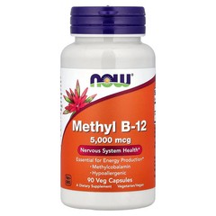 2 X NOW Foods, Methyl B-12, 5,000 mcg, 90 Veg Capsules