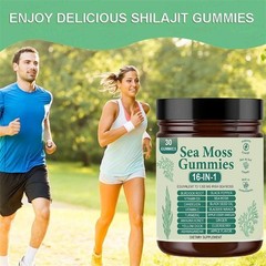 3PCS 16 in 1 Organic Sea Moss Gummy Irishmoss Extract 6000Mg Green Apple Flavor
