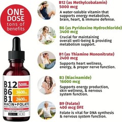 3/1x Vitamin B12 and B6 Liquid Drops, B12 Sublingual Vitamin B Complex Vitamin