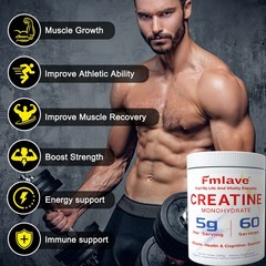 Micronized Creatine Monohydrate Powder 300g, 60 Servings, Unflavored, Non-GMO