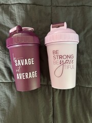 Lot Of Two Purple/Pink Motivational Shaker Workout Bottles 20FL OZ Each