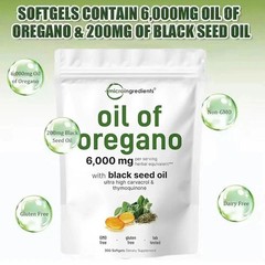 Oil of Oregano with Black Seed 6000mg – 300 Softgels – Immune & Digestive Suppor