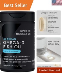 Omega-3 Fish Oil Supplement 1250mg – Gluten-Free, 30 Softgels for Heart Health