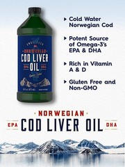 Cod Liver Oil Norwegian 16 fl oz 3 Bottles | Non-GMO, Gluten Free | by Carlyle