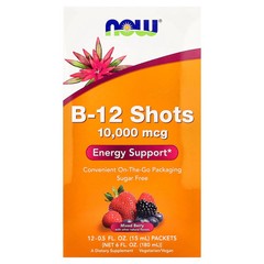 2 X NOW Foods, B-12 Shots, Mixed Berry, 12 Packets, 0.5 fl oz (15 ml) Each