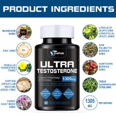 ZHPHK Testo Booster – Muscle Growth, Energy, Libido Capsules 90ct – 2 Pack