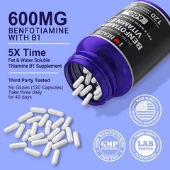 Mega Benfotiamine 600mg with Vitamin B-1 Thiamin High Potency 240 Caps
