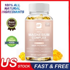 Triple Magnesium Complex 300mg Malate Citrate for Muscles Sleep Calm & Energy US