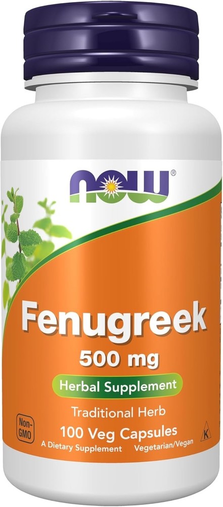 NOW Foods Fenugreek 500mg 100 Veg Capsules Herbal Supplement