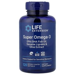 2 X Life Extension, Super Omega-3, EPA/DHA Fish Oil, Sesame Lignans & Olive Ext