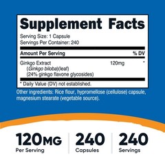 Nutricost Ginkgo Biloba 120mg, 240 Capsules – Extra 240 Count (Pack of 1)