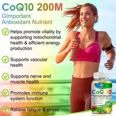 CoQ10 Coenzyme Q-10 Coenzyme 200mg Capsules BIOPERINE Antioxidant Heart Energy