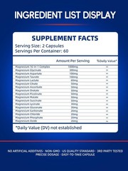 1000mg Magnesium Complex for Women & Men, 16 in 1 High Absorption | Glycinate, C