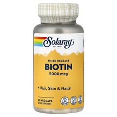 2 X Solaray, Timed Release Biotin, 5,000 mcg, 60 VegCaps