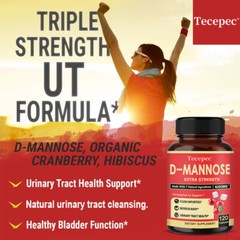 D-Mannose 300mg, 30 To 120Caps w/Cranberry & Dandelion Extract – UTI Support