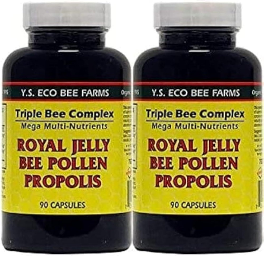 YS Organics Triple Bee Complex, Royal Jelly, Pollen, Propolis -90 Caps…