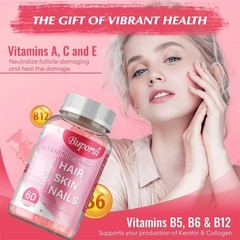 Hair Skin &Nails 120pcs -Hair Growth, Skin Whitening, Stronger Nails,Antioxidant