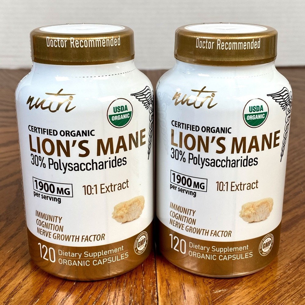 Nutri ~ Organic Lion’s Mane 10:1 Extract ~ 1900 mg ~ 120 Capsules ~ Exp 08/2028