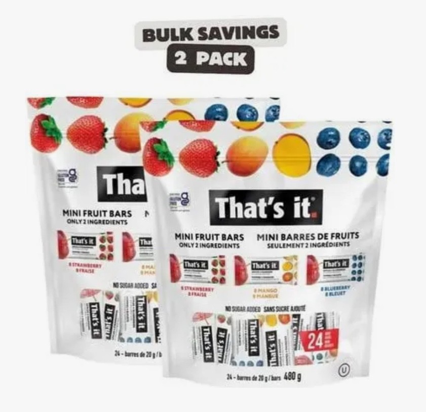 2 Packs That’s It Mini Fruit Bars Strawberry, Mango, Blueberry 24 ct 16.8oz Each