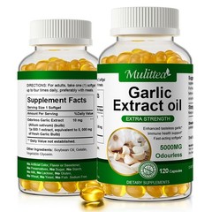 Garlic Oil 5000mg, Odorless Garlic 500:1 Extract,, Natural,120-600 Caps