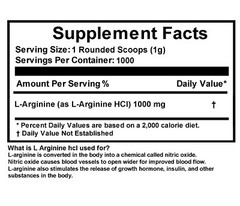 L-Arginine HCL Powder 100%pure x 2 Bags 2.2lb Total (2000 grams) by FDC