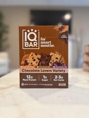 IQBAR Brain and Body Plant Protein Bars – Chocolate Lovers Variety -144ct(12 Pk)