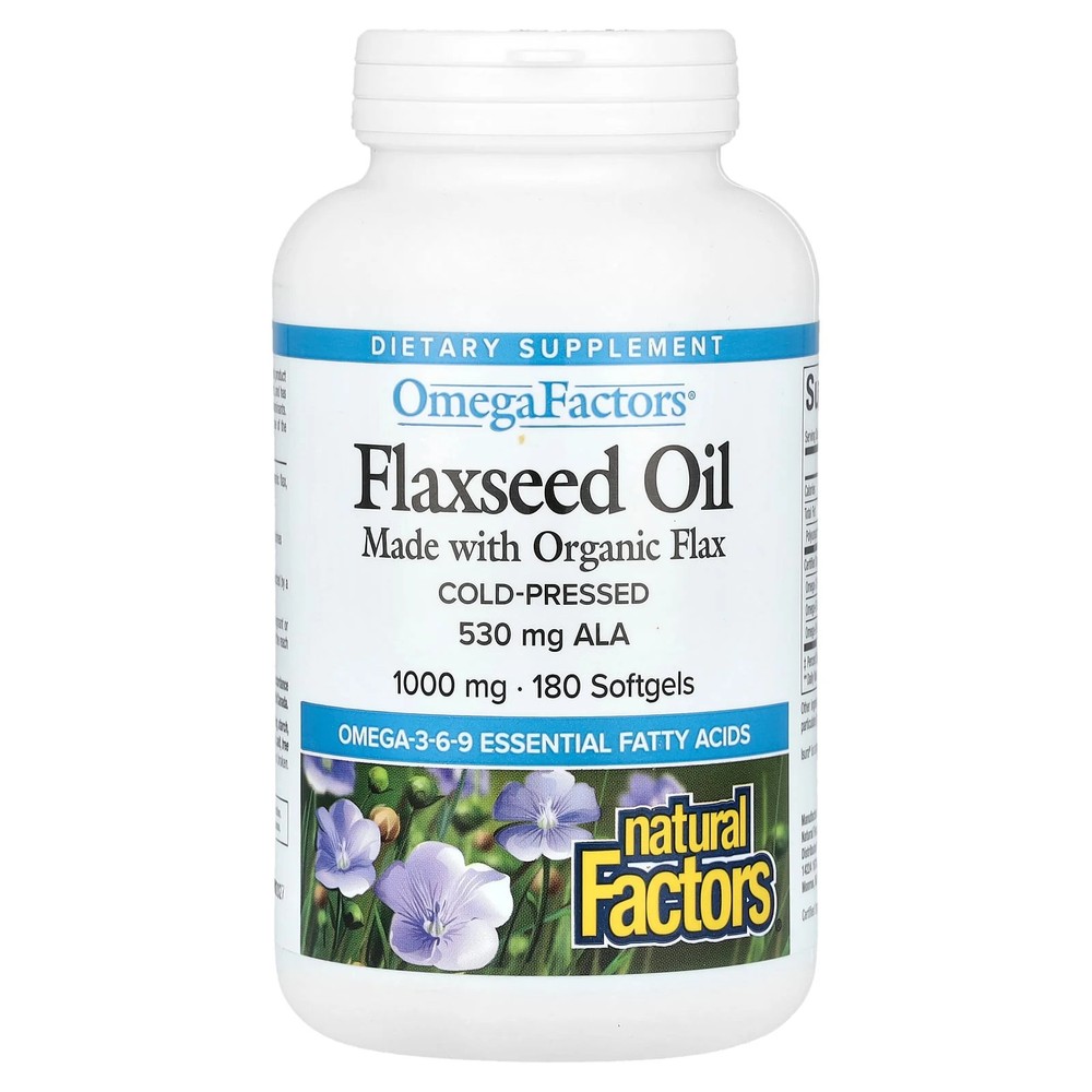2 X Natural Factors, OmegaFactors, Flaxseed Oil, 1,000 mg , 180 Softgels