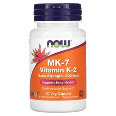 2 X NOW Foods, MK-7 Vitamin K-2, 300 mcg, 60 Veg Capsules
