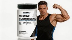 Vitanic Creatine Monohydrate 500 Gram – Pure Powder , Gluten-Free, Non-GMO
