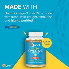 Lemon Flavor Omega-3 Fish Oil Softgels, 1000mg Heart Health Support, 180 Count