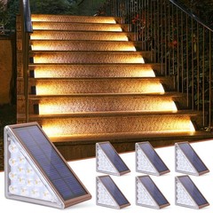 NIORSUN Solar Stair Lights,Warm White Outdoor Step 6 Pack, Brown/Warm White-L