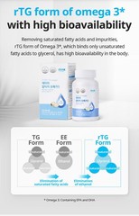 Atomy rTG Omega-3 EPA DHA 180 Softgels Vitamin E High Bioavailability Patented